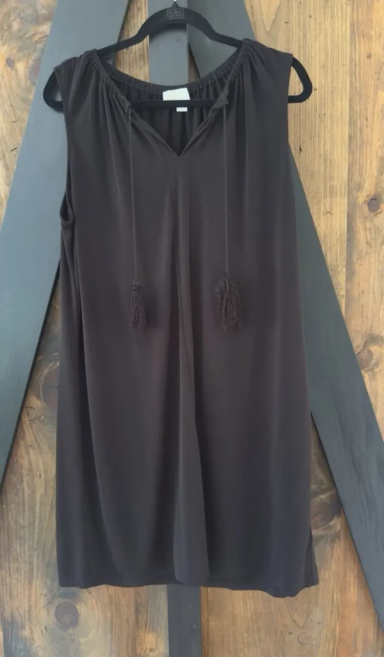 Michael Kors Black Shift Dress LBD V Neck Tassel Ties Plus Size 1X